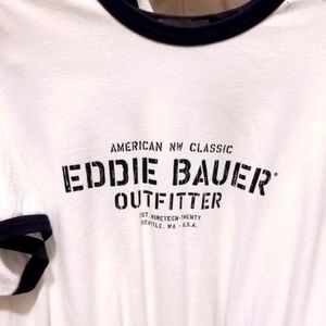 EDDIE BAUER OUTFITTER CLASSIC RINGER T SHIRT.  XL AMERICAN NW CLASSIC 1920 Tee
